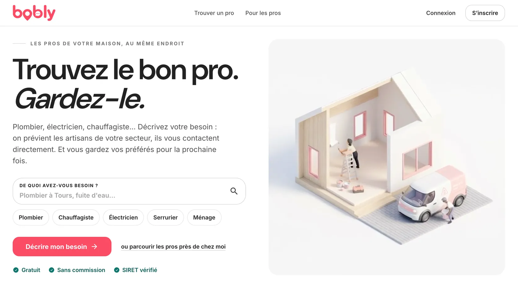 L’accueil de Bobly, où les particuliers cherchent un pro près de chez eux